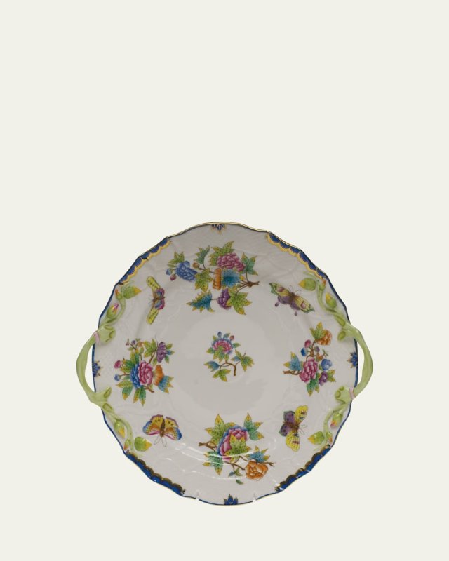 Queen Victoria Blue Chop Plate with Handles